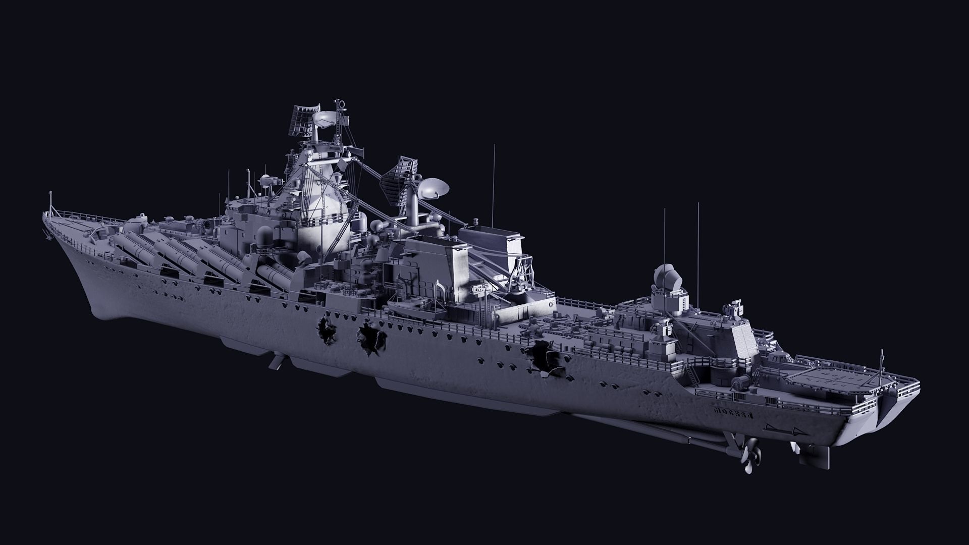 Russian warship 3D print model_5