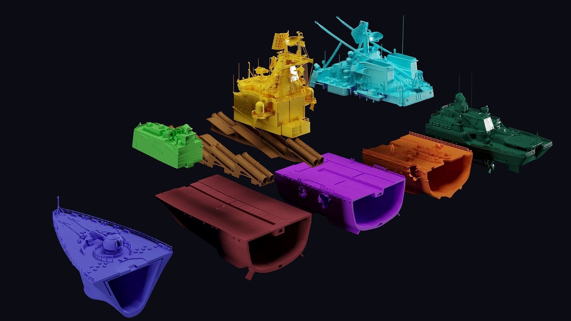 Russian warship 3D print model_14