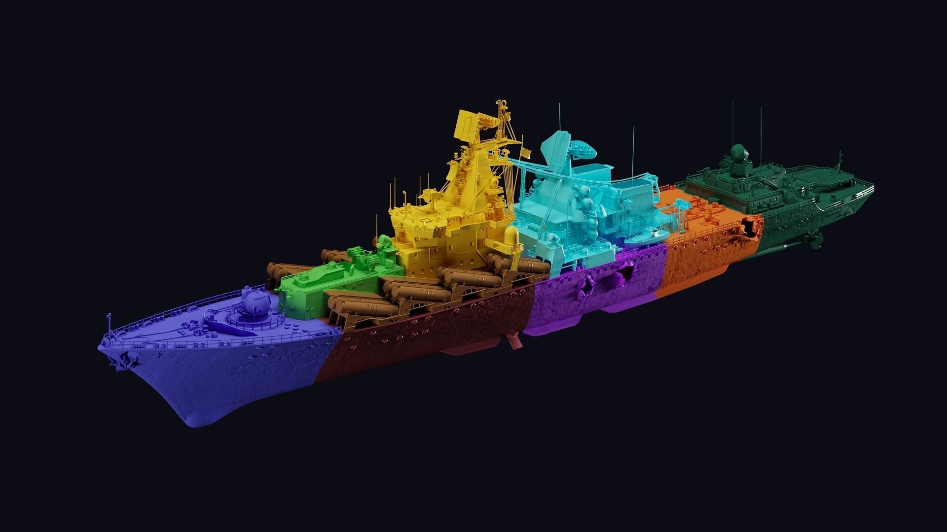 Russian warship 3D print model_2