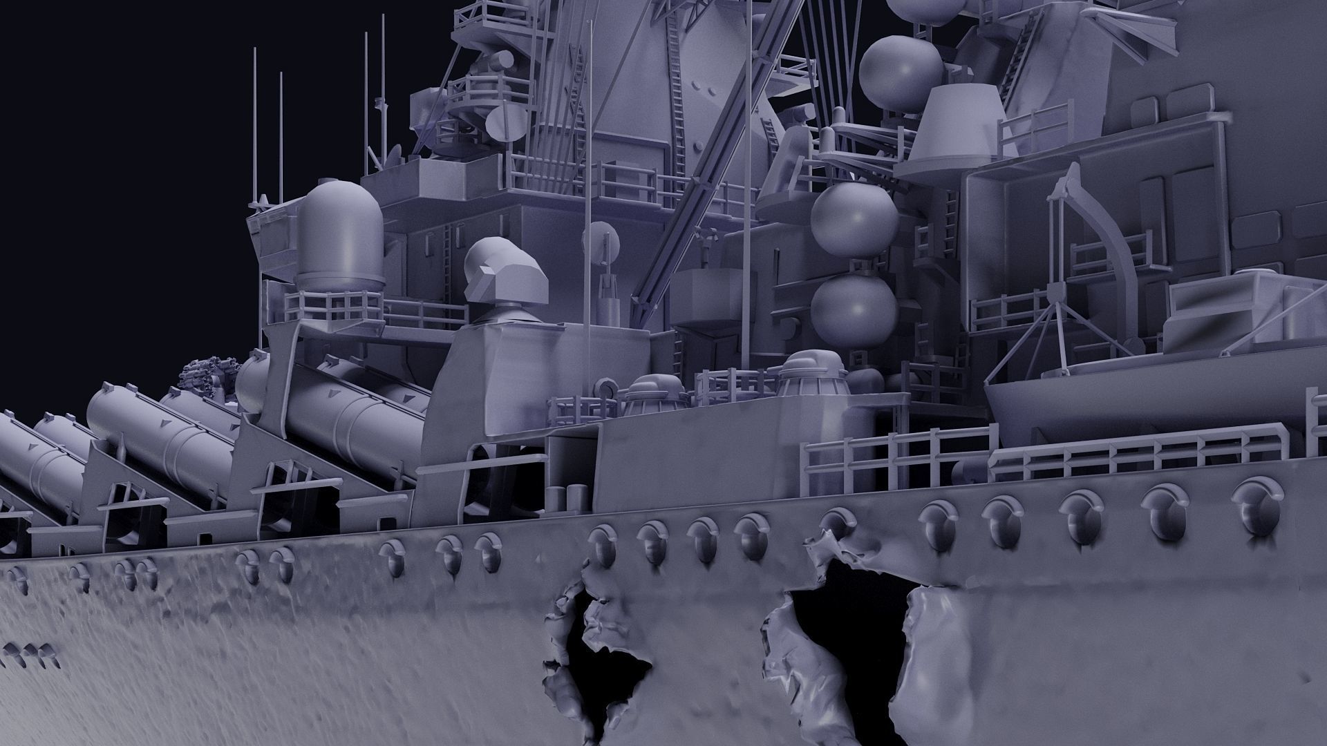 Russian warship 3D print model_6