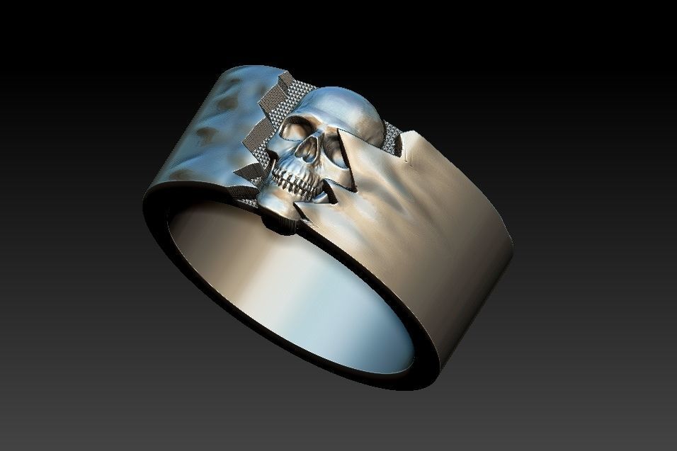 Ocult Skull Ring 3D print model_25