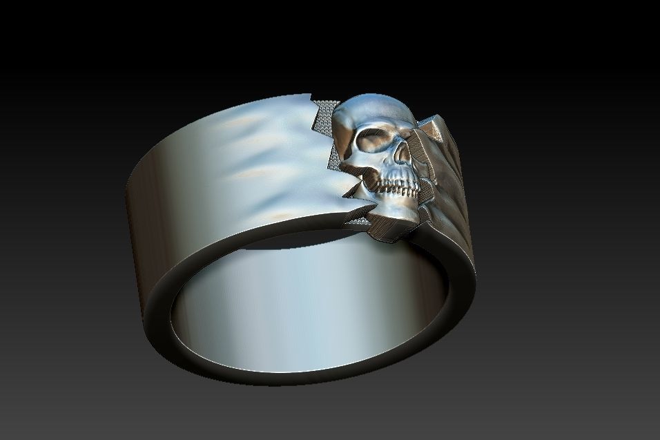 Ocult Skull Ring 3D print model_8