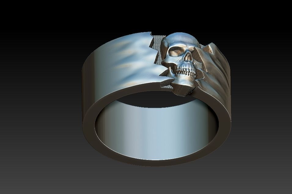 Ocult Skull Ring 3D print model_7
