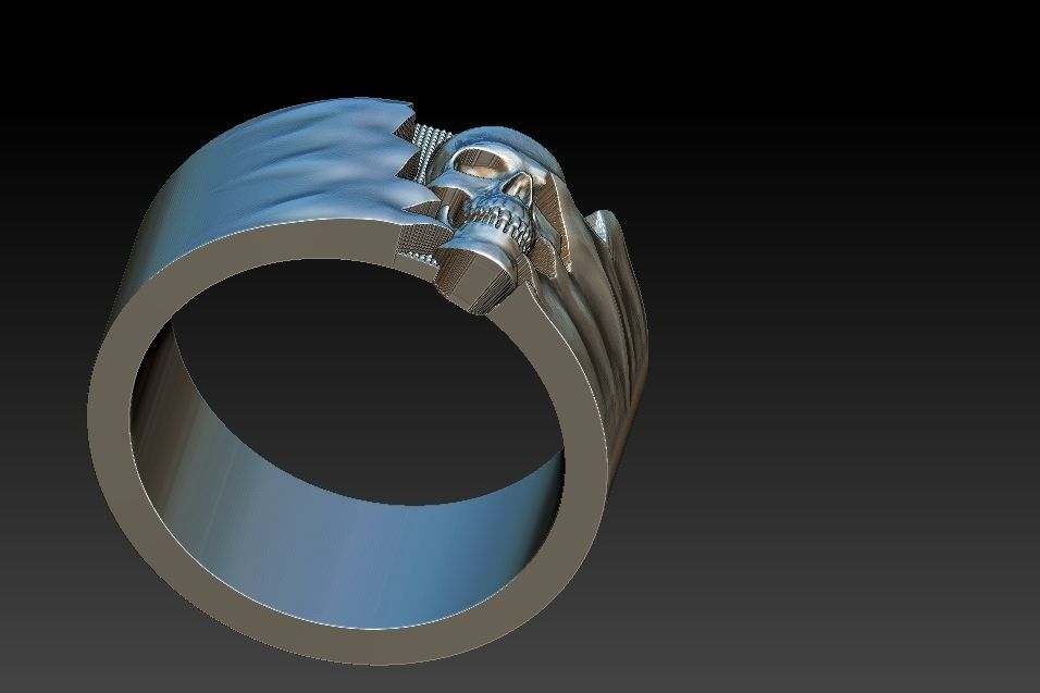Ocult Skull Ring 3D print model_29
