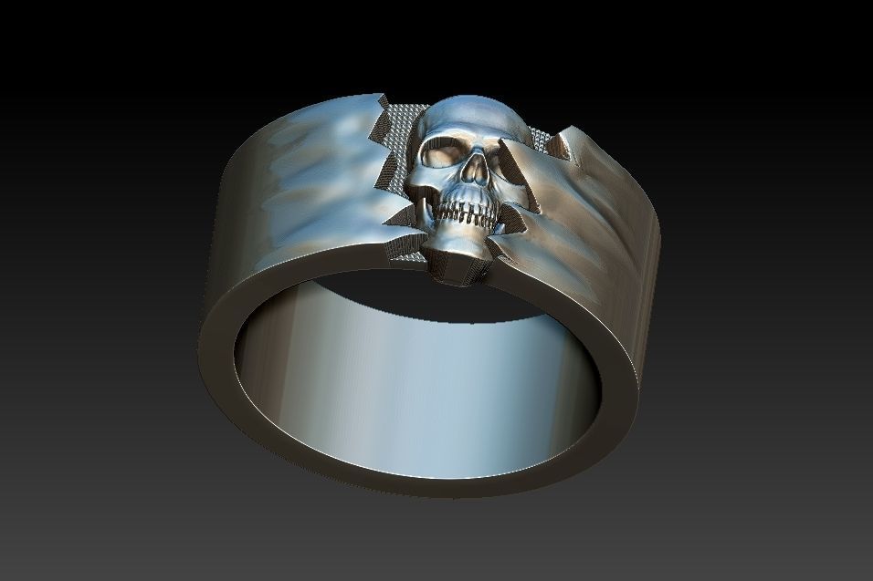 Ocult Skull Ring 3D print model_5