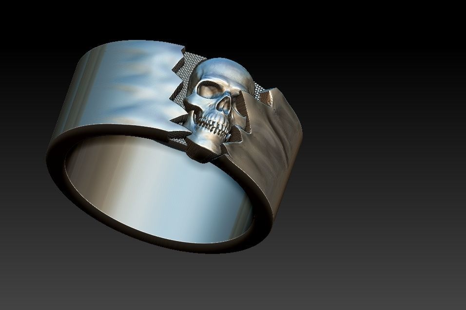 Ocult Skull Ring 3D print model_27