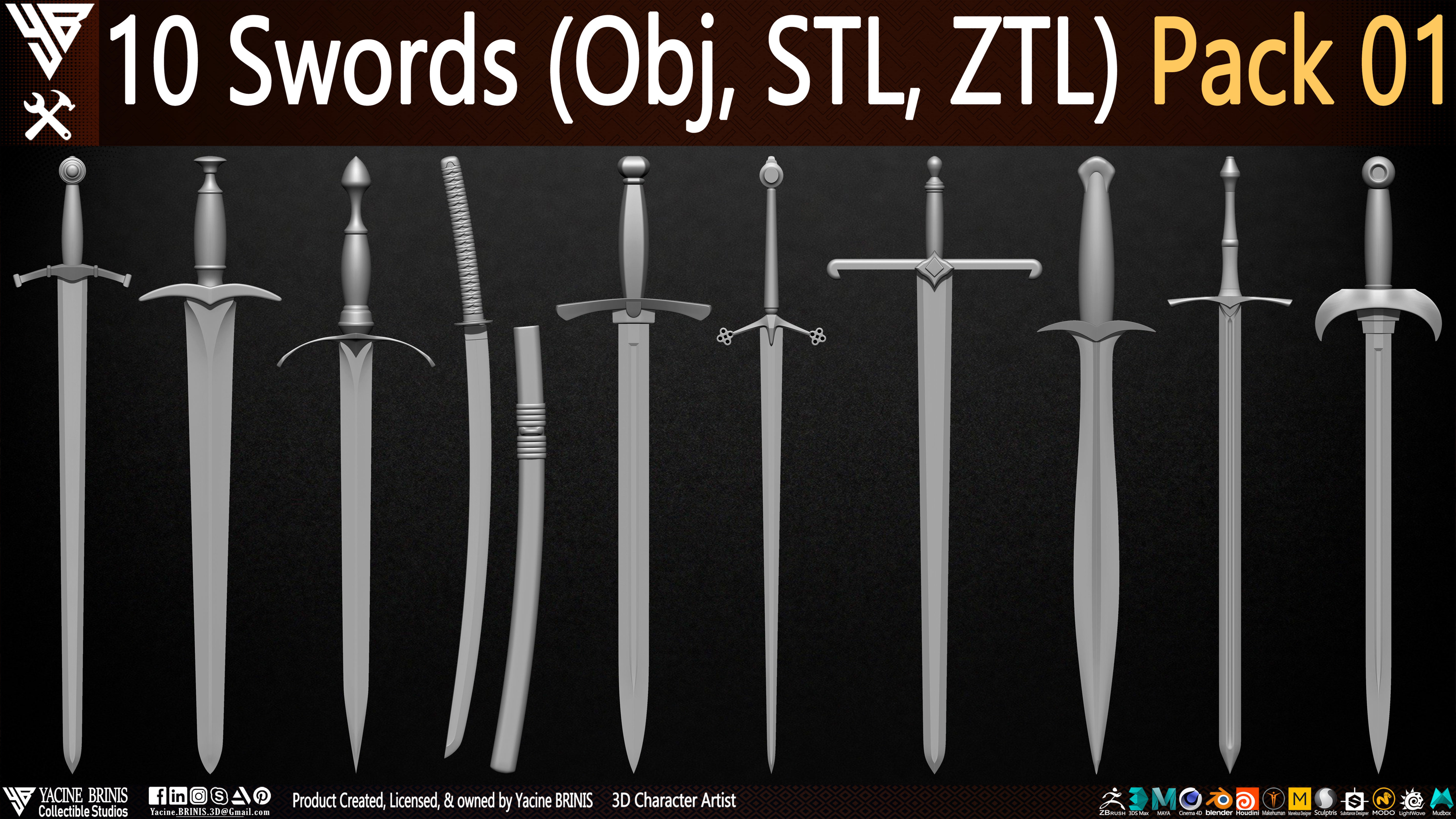 Pack of Swords Volume 01 Low-poly 3D model_1