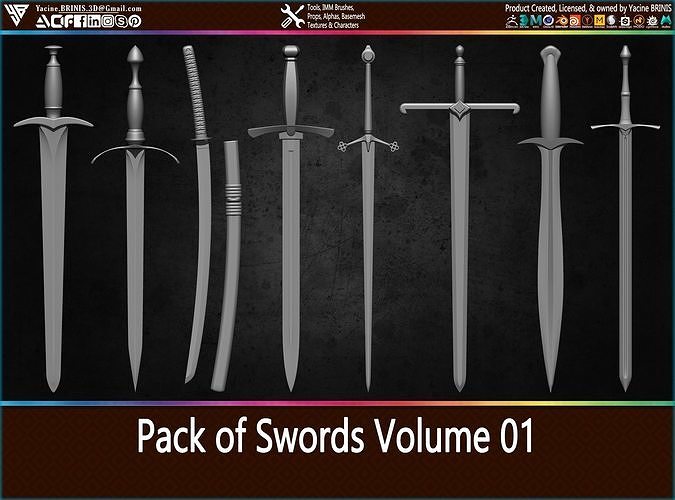 Pack of Swords Volume 01 Low-poly 3D model