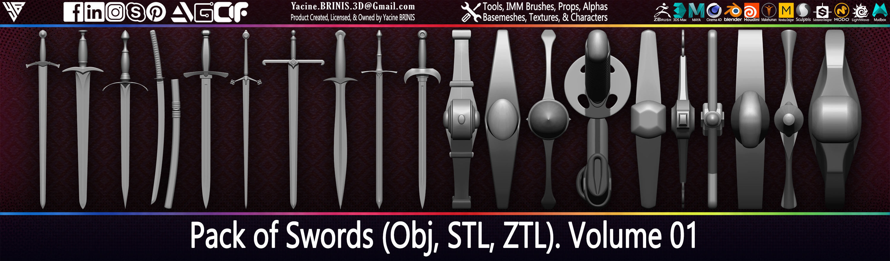 Pack of Swords Volume 01 Low-poly 3D model_6