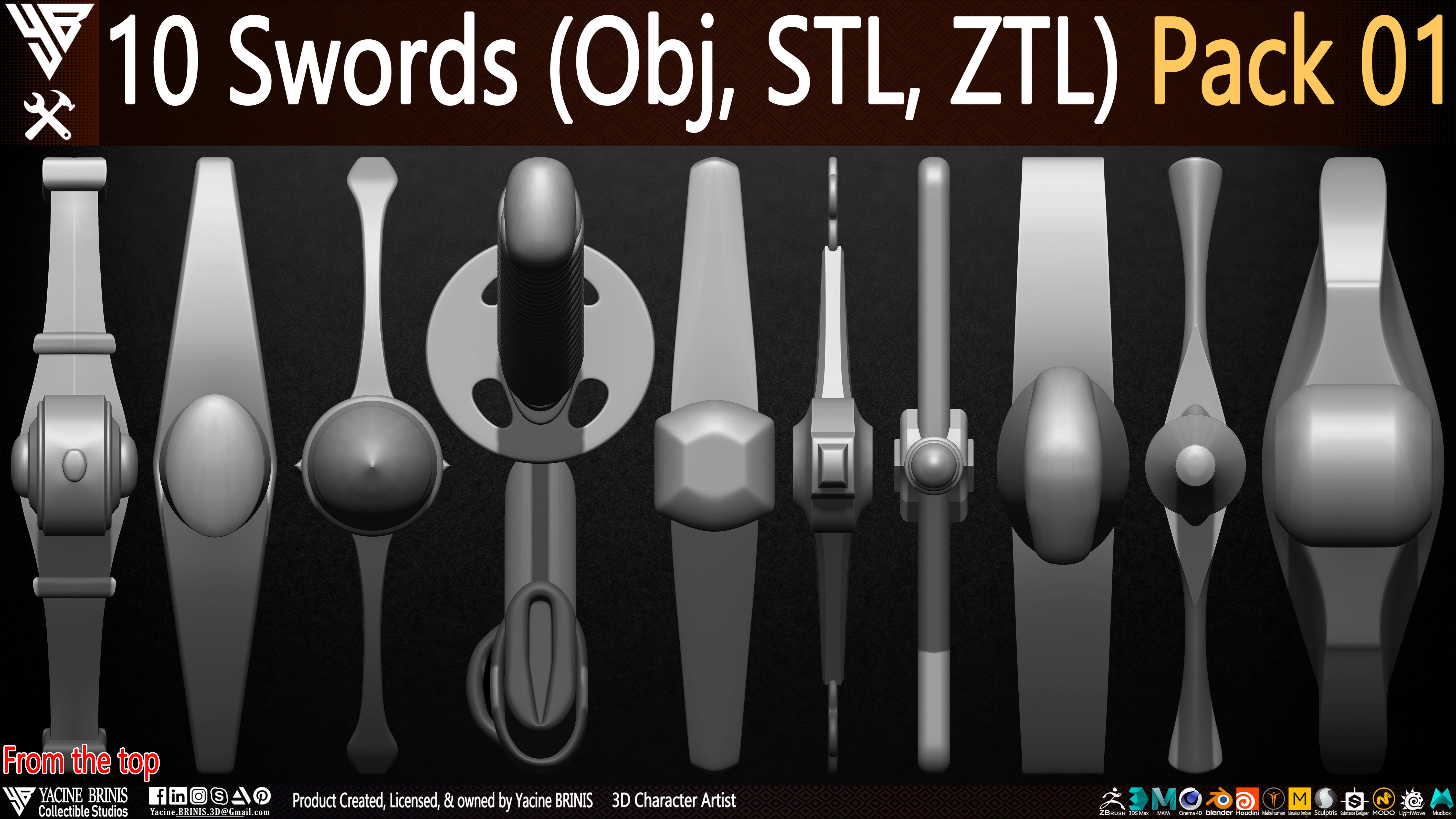 Pack of Swords Volume 01 Low-poly 3D model_3