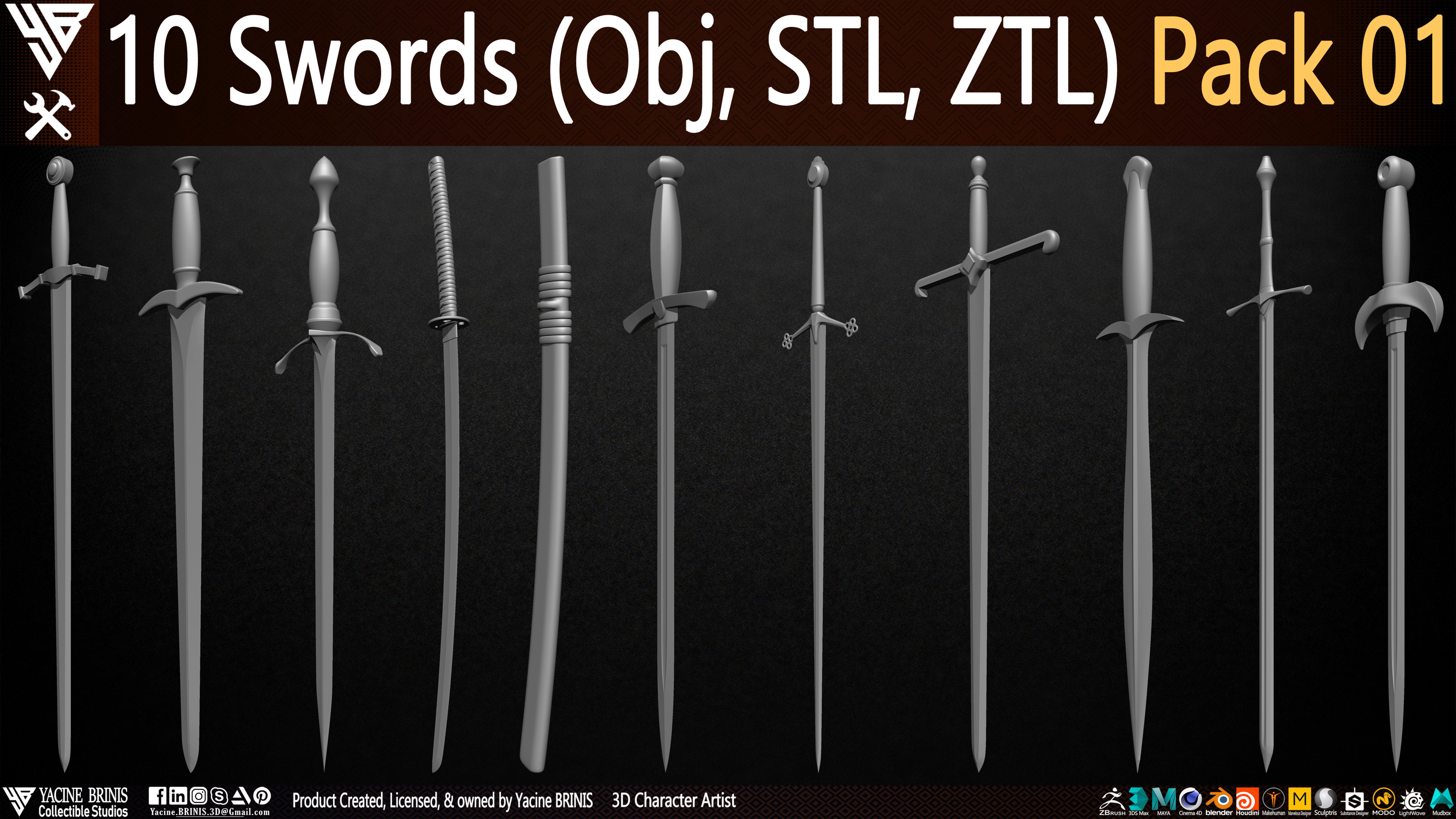 Pack of Swords Volume 01 Low-poly 3D model_2