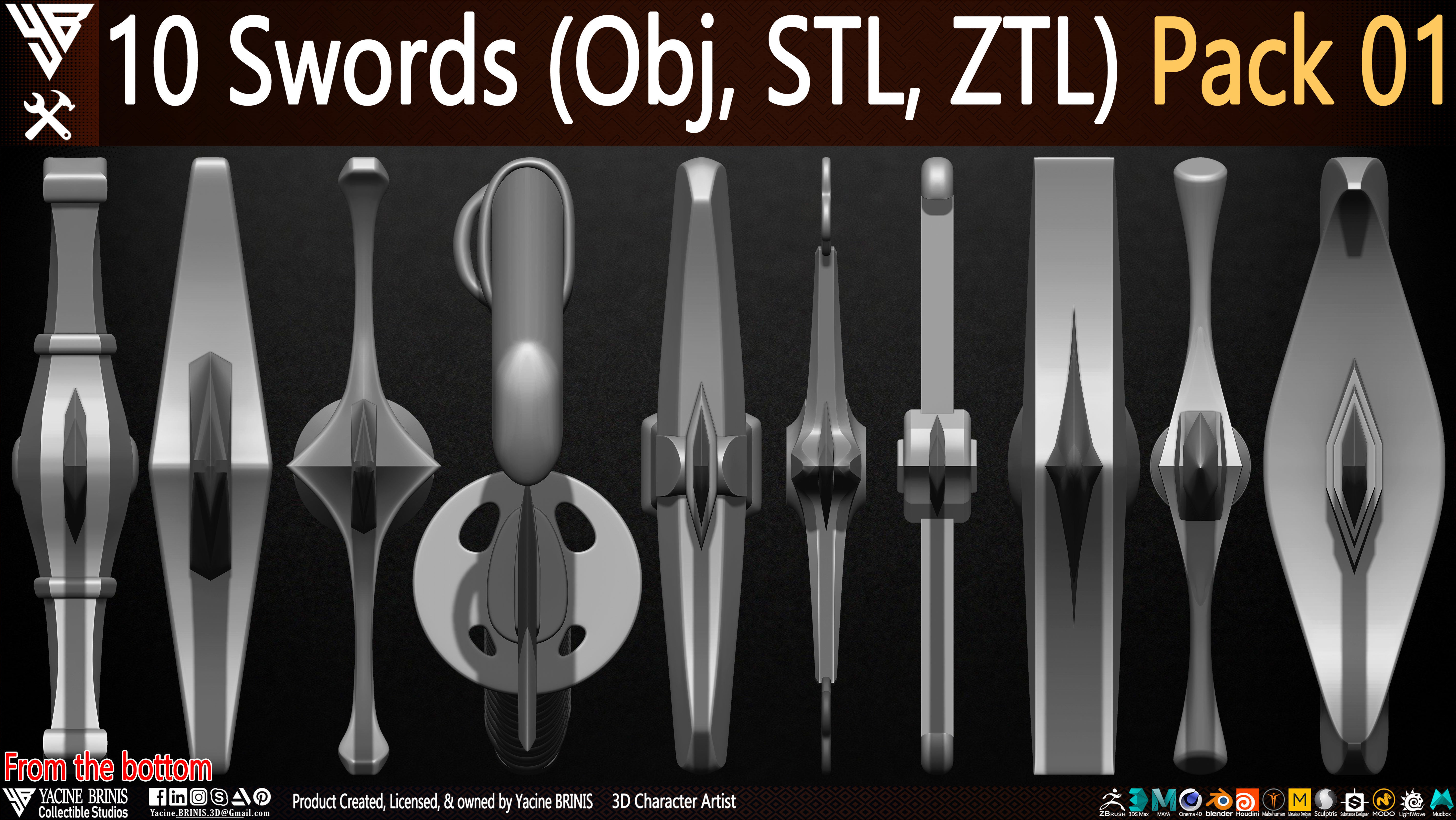 Pack of Swords Volume 01 Low-poly 3D model_4