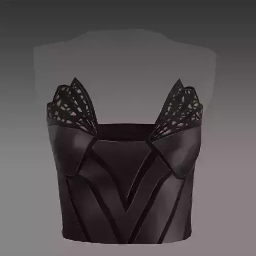 LACE SILK SATIN AND LEATHER FABRIC  DETAIL CORSET BLOUSE