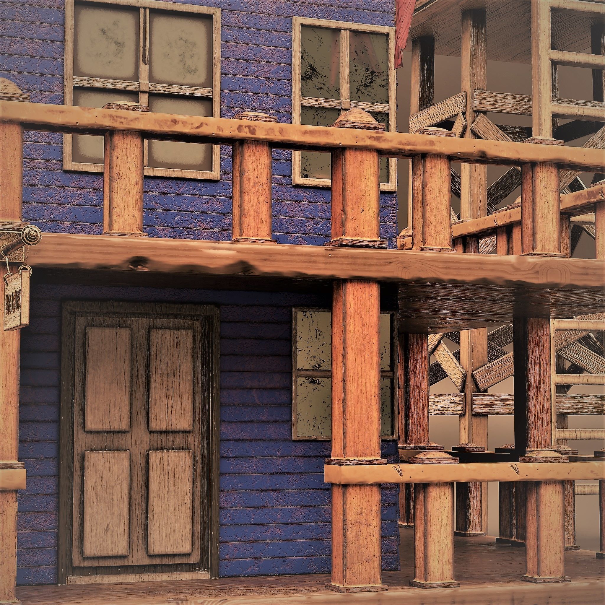 WESTERN BUILDING Low-poly 3D model_5