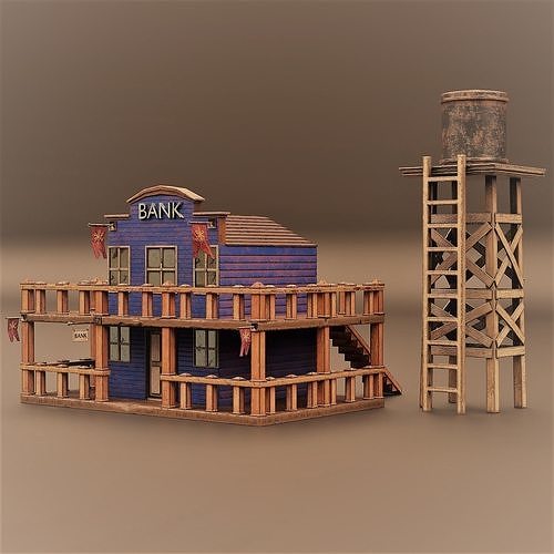 WESTERN BUILDING Low-poly 3D model