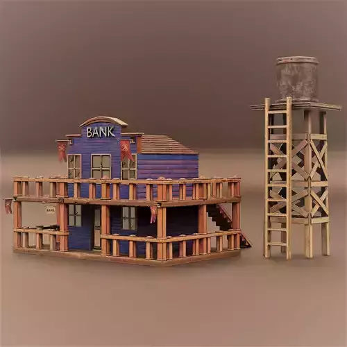 WESTERN BUILDING Low-poly 3D model