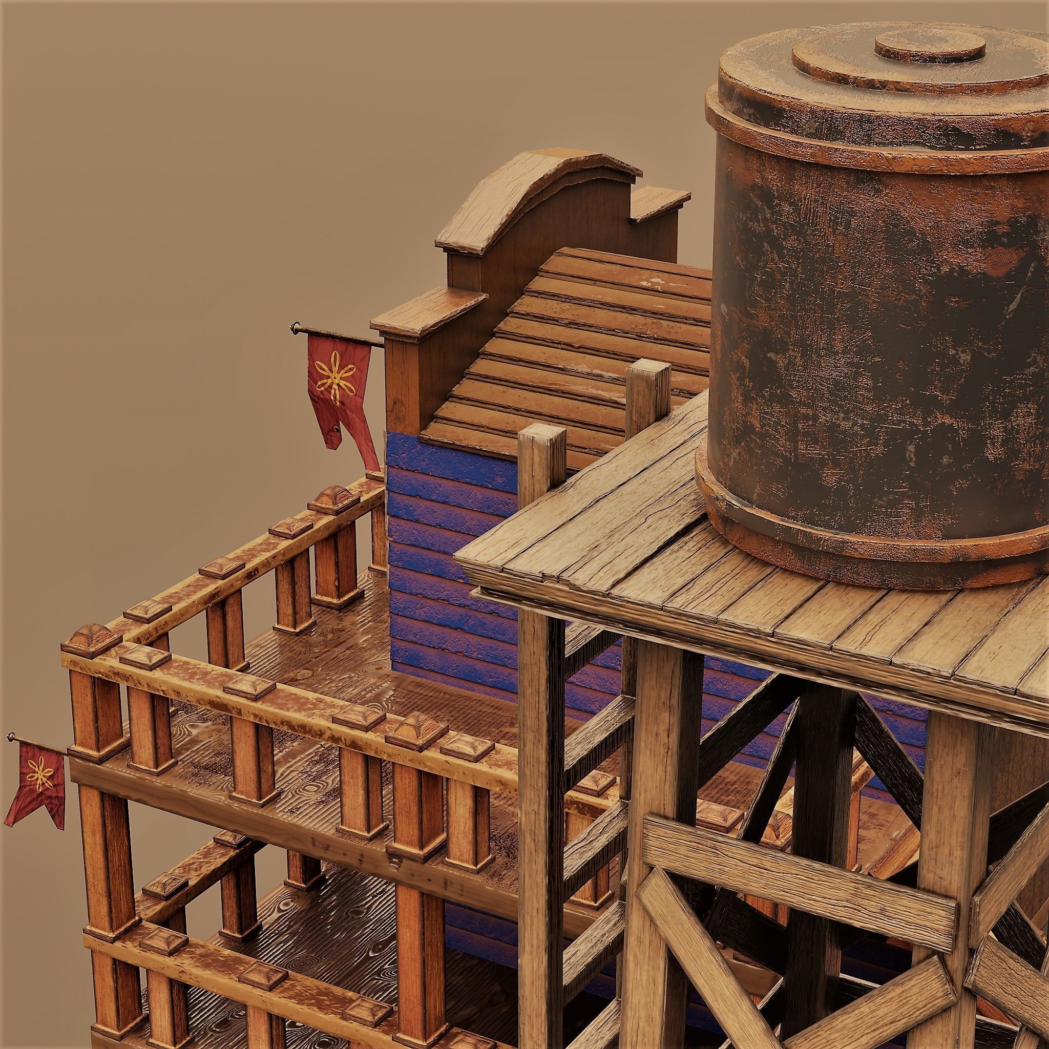 WESTERN BUILDING Low-poly 3D model_4