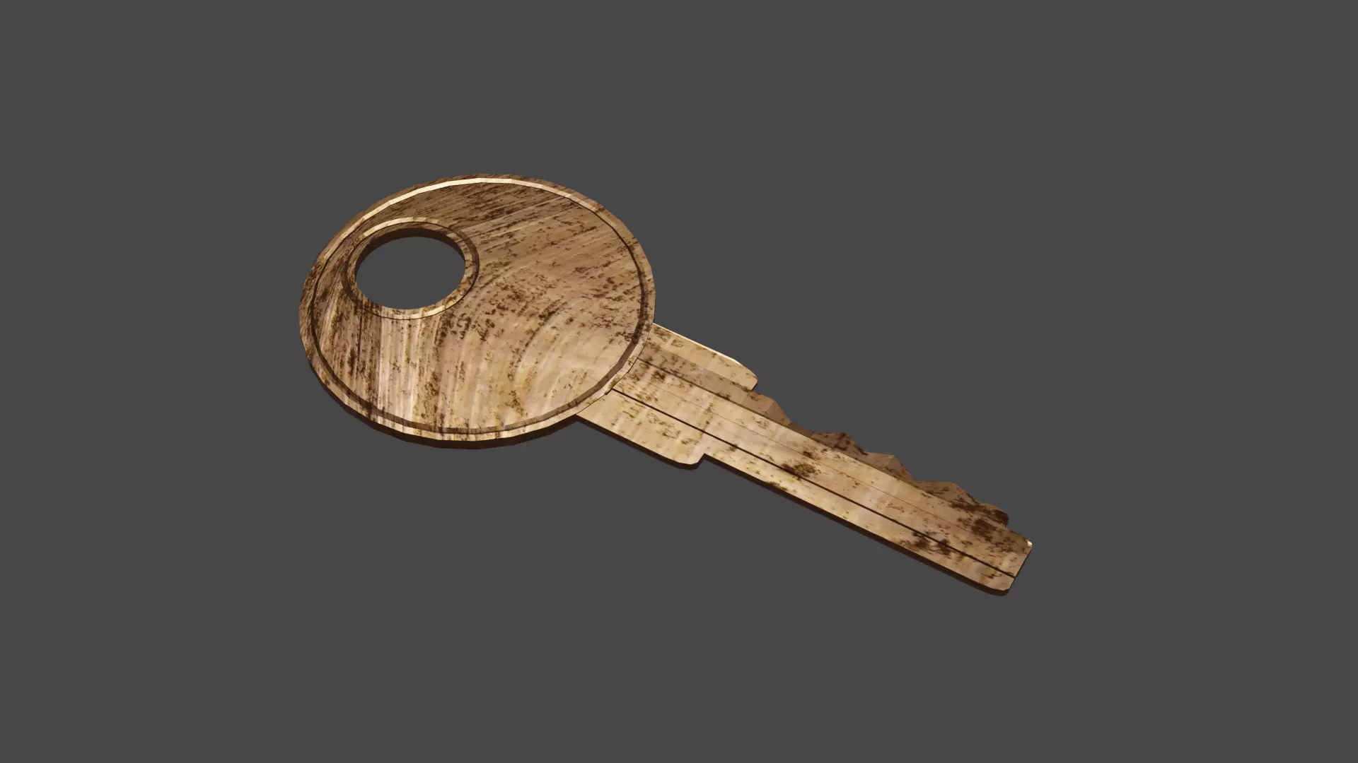 A key wooden 3D model_0