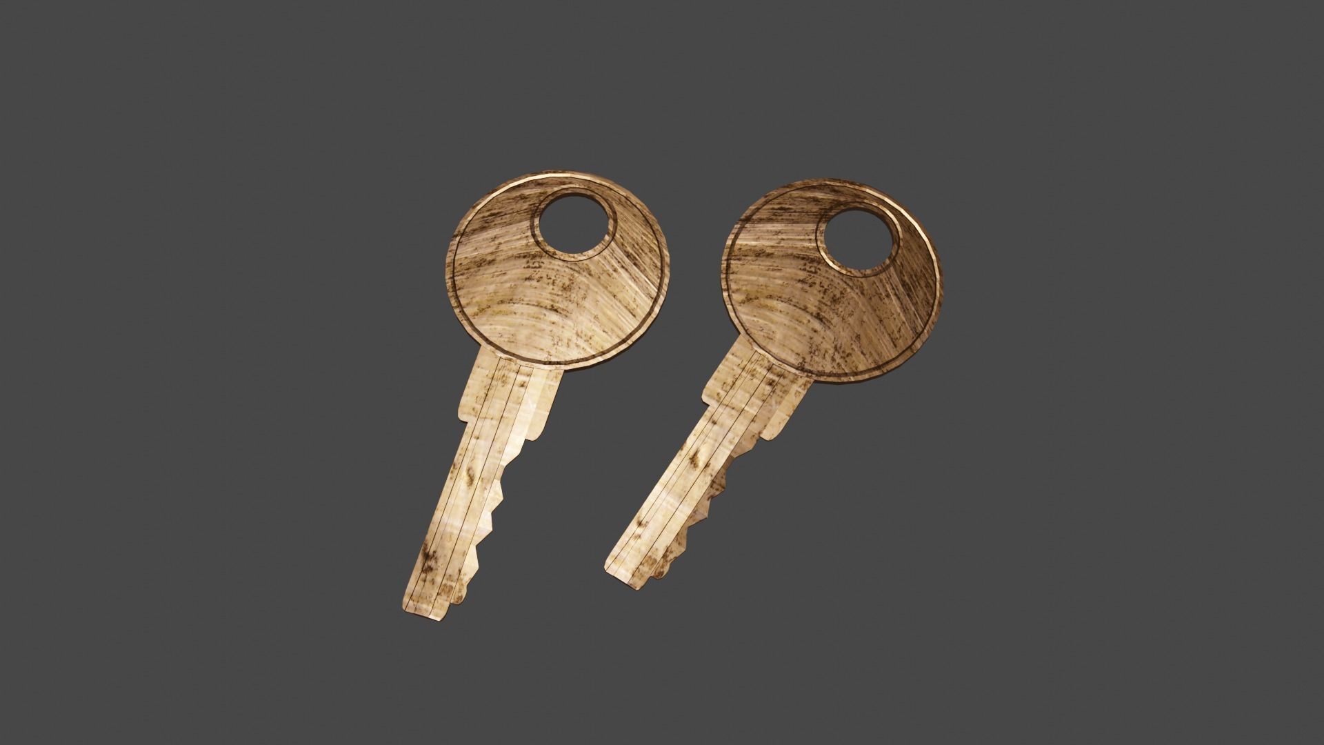 A key wooden 3D model_3