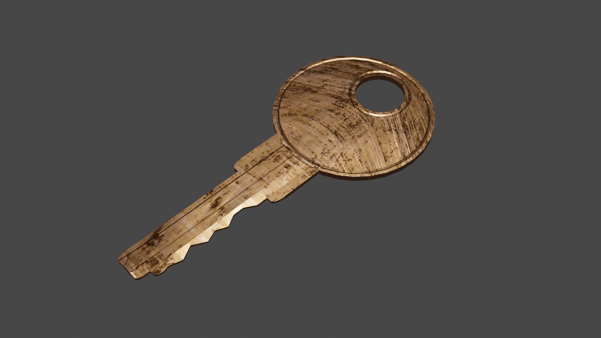 A key wooden 3D model_1