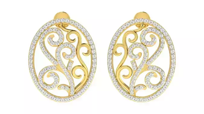 Solitaire Women Earring 3dm STL OBJ FBX Renders Details