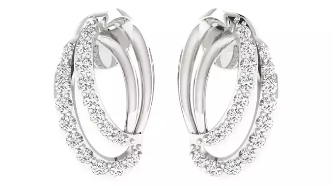 Solitaire Women Earring 3dm STL OBJ FBX Renders Details