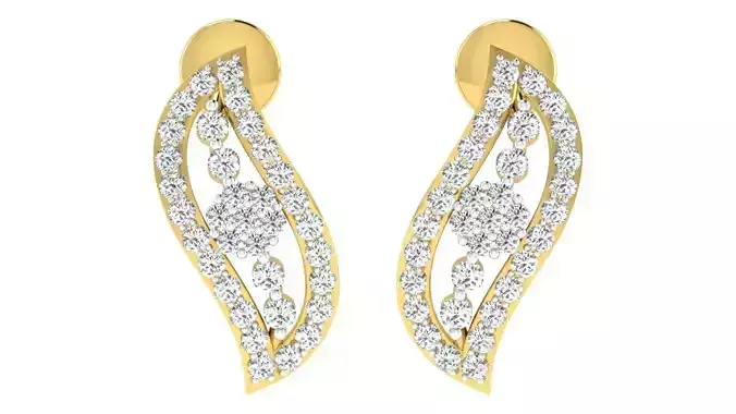 Solitaire Women Drop Earring 3dm STL OBJ FBX Renders Details