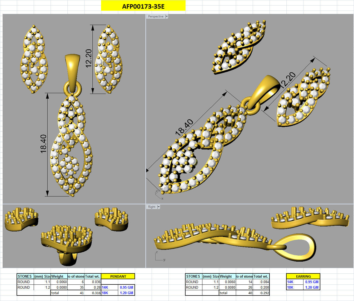 Solitaire Women Earring 3dm STL OBJ FBX Renders Details 3D print model_5