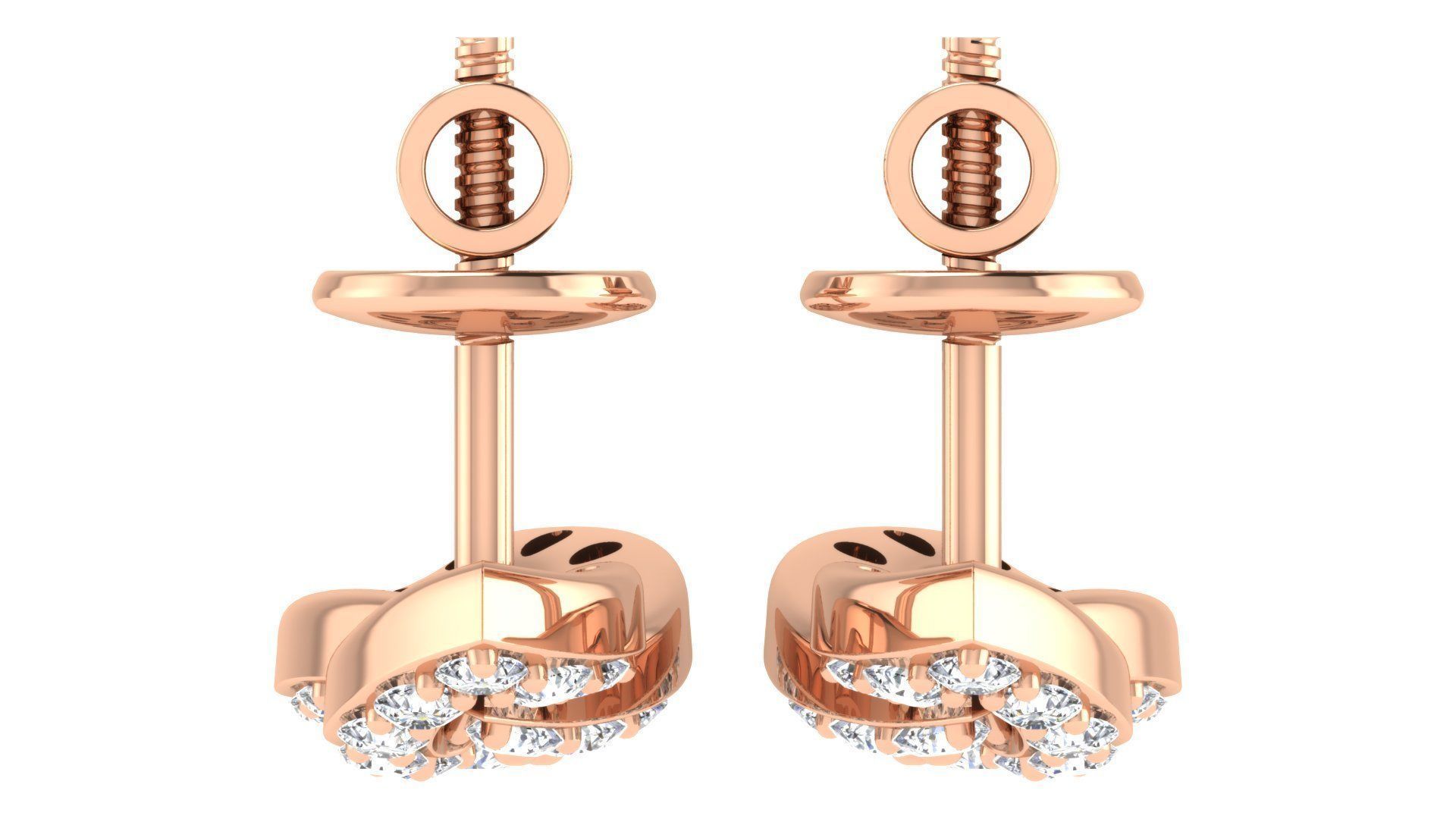 Solitaire Women Earring 3dm STL OBJ FBX Renders Details 3D print model_4