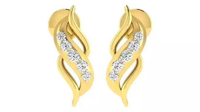 Solitaire Women Earring 3dm STL OBJ FBX Renders Details