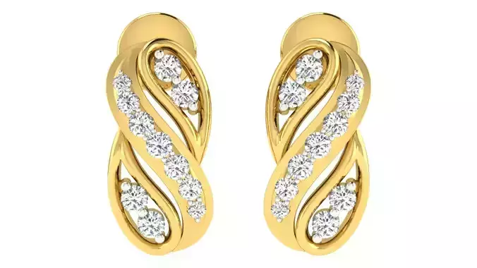 Solitaire Women Earring 3dm STL OBJ FBX Renders Details
