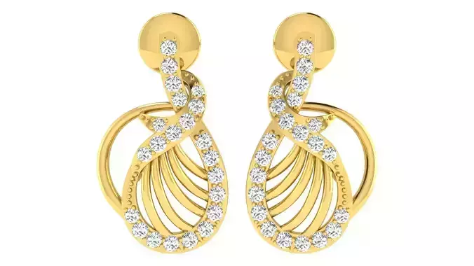 Solitaire Women Drop Earring 3dm STL OBJ FBX Renders Details
