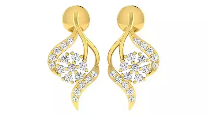 Solitaire Women Earring 3dm STL OBJ FBX Renders Details