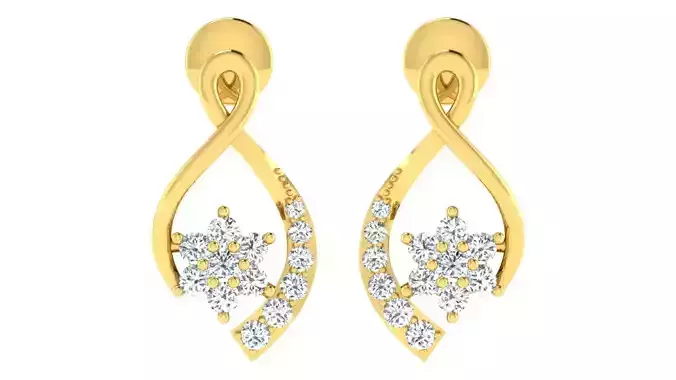Solitaire Women Earring 3dm STL OBJ FBX Renders Details