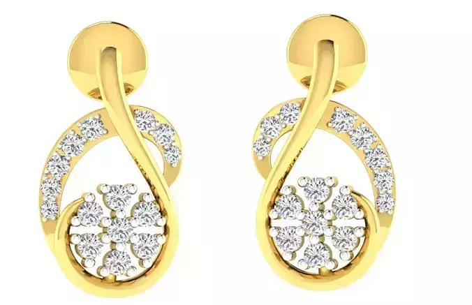 Solitaire Women Earring 3dm STL OBJ FBX Renders Details