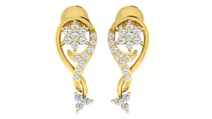 Solitaire Women Earring 3dm STL OBJ FBX Renders Details