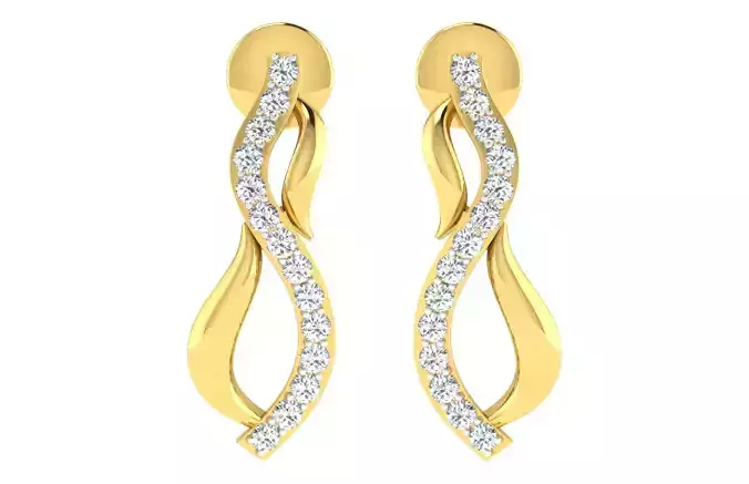 Solitaire Women Earring 3dm STL OBJ FBX Renders Details