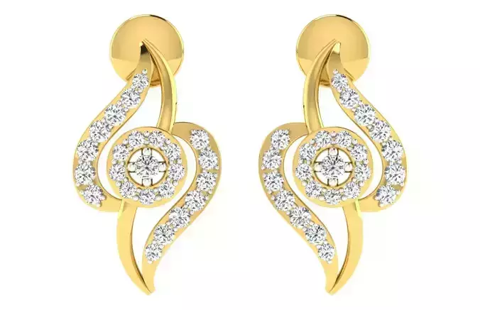 Solitaire Women Earring 3dm STL OBJ FBX Renders Details
