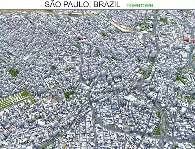 Sao Paulo Downtown Low-poly 3D model