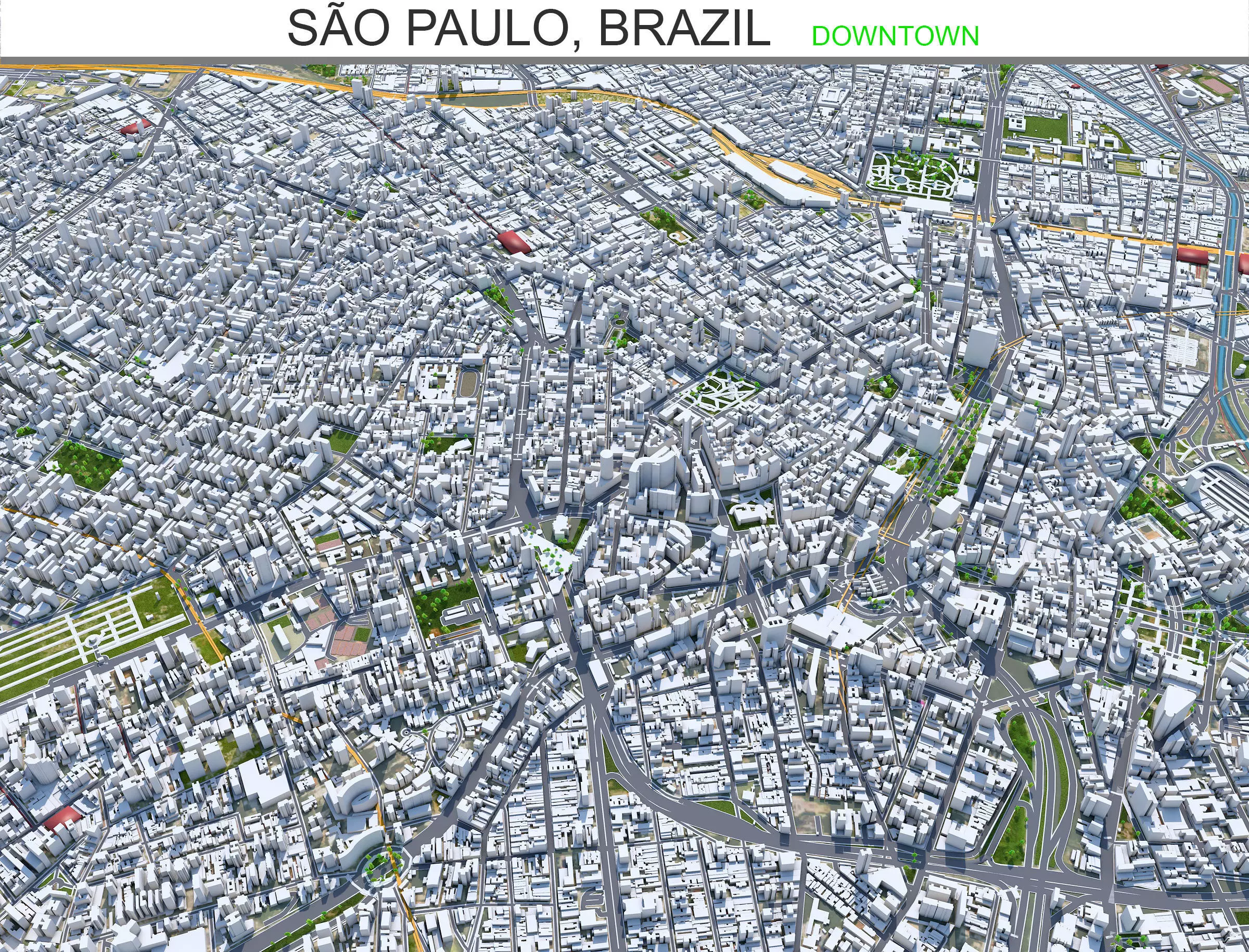 Sao Paulo Downtown Low-poly 3D model_0