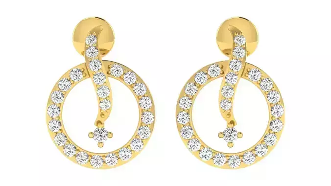 Solitaire Women Earring 3dm STL OBJ FBX Renders Details