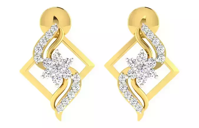 Solitaire Women Earring 3dm STL OBJ FBX Renders Details