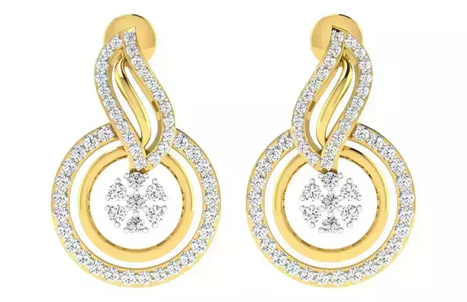 Solitaire Women Earring 3dm STL OBJ FBX Renders Details