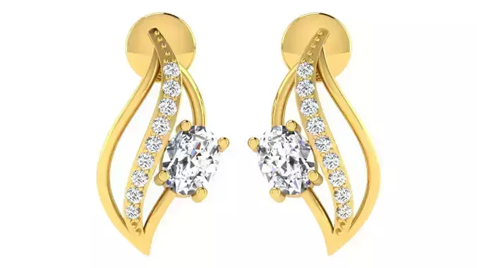 Solitaire Women Earring 3dm STL OBJ FBX Renders Details