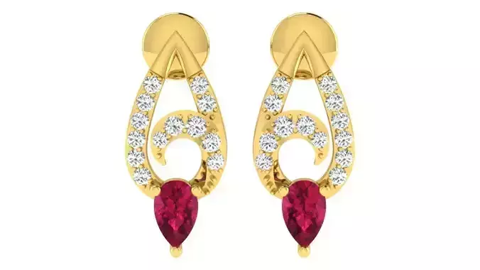  Women Pear Diamond Earring 3dm STL OBJ FBX Renders Details 3D print model