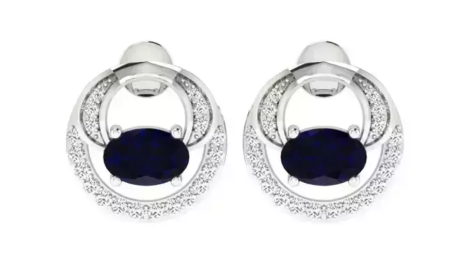  Women Oval Diamond Earring 3dm STL OBJ FBX Renders Details 3D print model