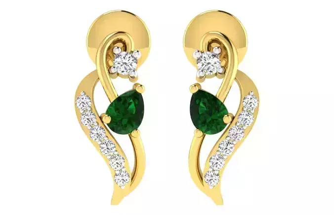 Pear Diamond Women Earring 3dm STL OBJ FBX Renders Details
