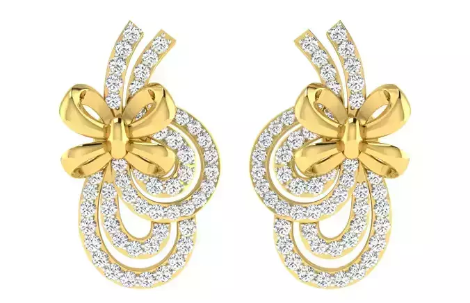 Solitaire Women Earring 3dm STL OBJ FBX Renders Details