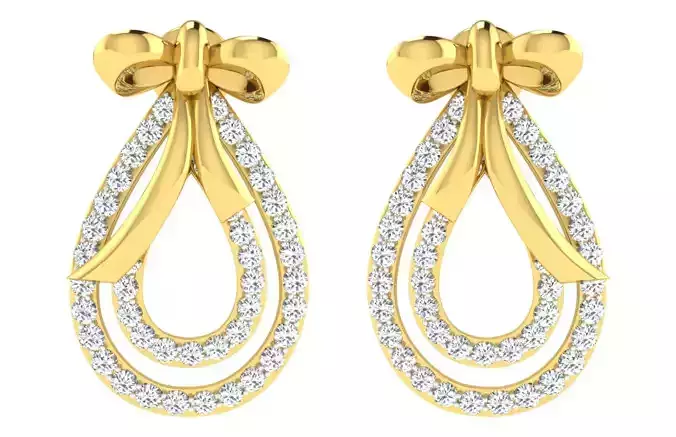 Solitaire Women Earring 3dm STL OBJ FBX Renders Details