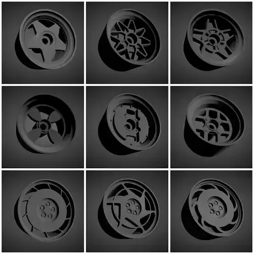 More than 385 Classic rims with Brakes and tires for Hot Wheels 3D Model Collection